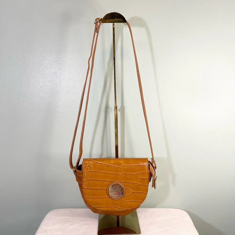 Valentina Today Is Your Best Day Italian Leather Crocodile Print Crossbody Bag - Picture 2 of 10